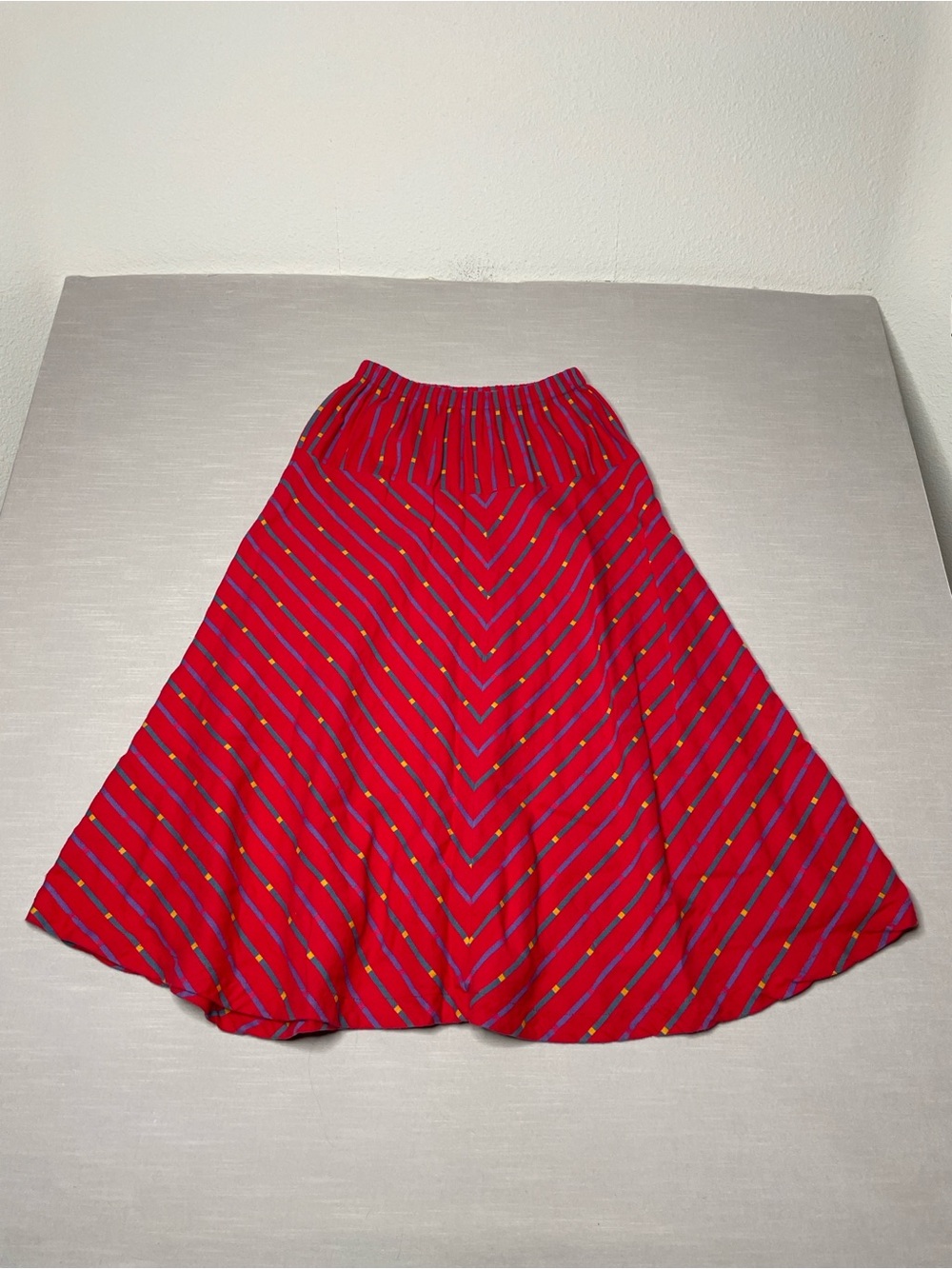 Gudrun Sjoden Red Colorful A-Line Skirt Cotton Pull on Size Small Elastic Waist - Picture 3 of 9
